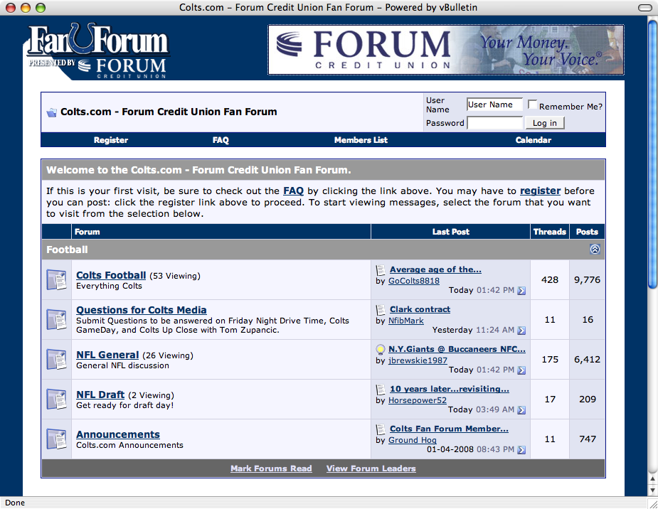 FORUM Fan Forum website