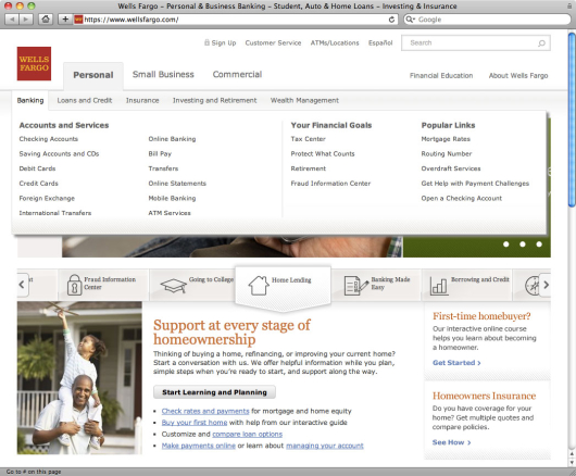 wells_fargo_website_new_drop_down_interface