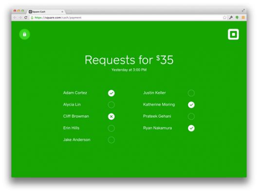Square Cash Request Status Page