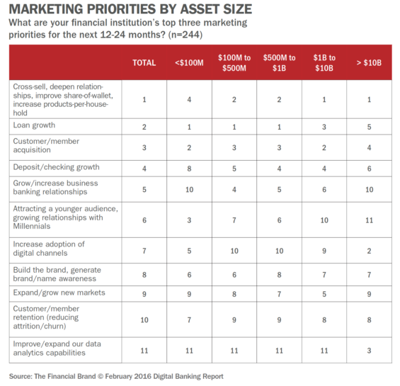 Marketing Priorities by Asset Size