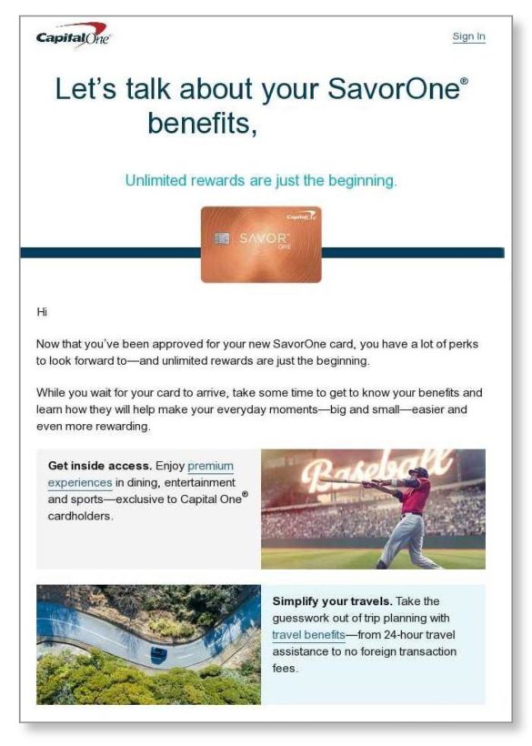 Capital One email campain