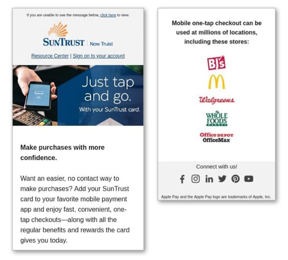 Email marketing Suntrust partner logos