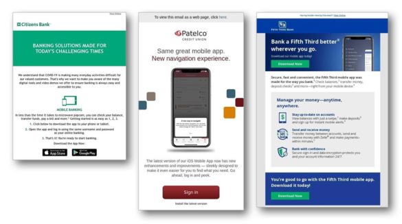 Mobile bank app marketing Citizens Bank Fifth Third Patelco