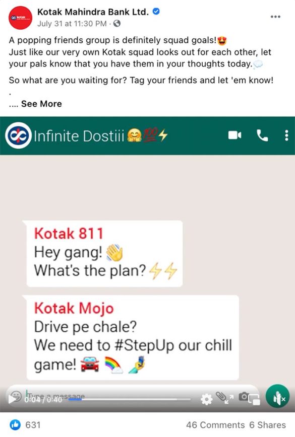 Kotak Mahindra Facebook post