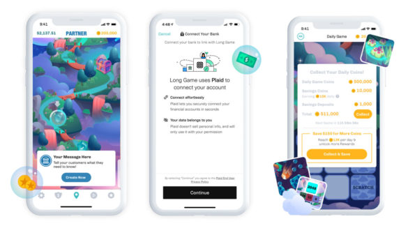 Long Game gamifying the financial experience app screens