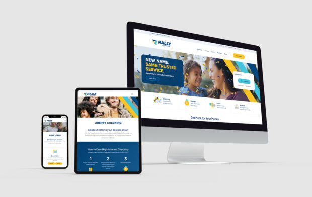 Picture of new website and mobile app design on pc, phone and tablet