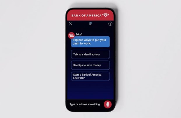 Bank of America Erica mobile screen