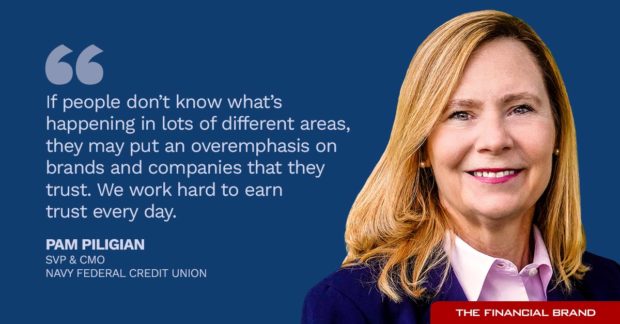 Pam Piligian quote - If people don’t know what’s happening in lots of different areas, they may put an overemphasis on brands and companies that they trust. We work hard to earn trust every day.