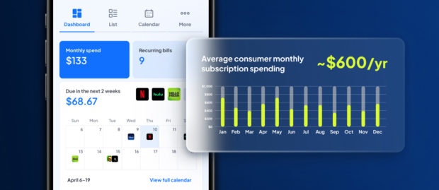 Graphic from Pinwheel showing the average consumer monthly subscription spend.