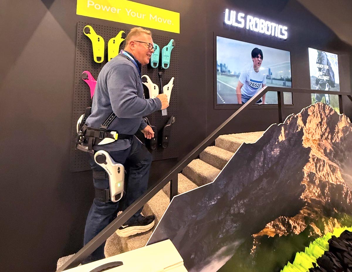 U.S. Bank wearing an exoskeleton