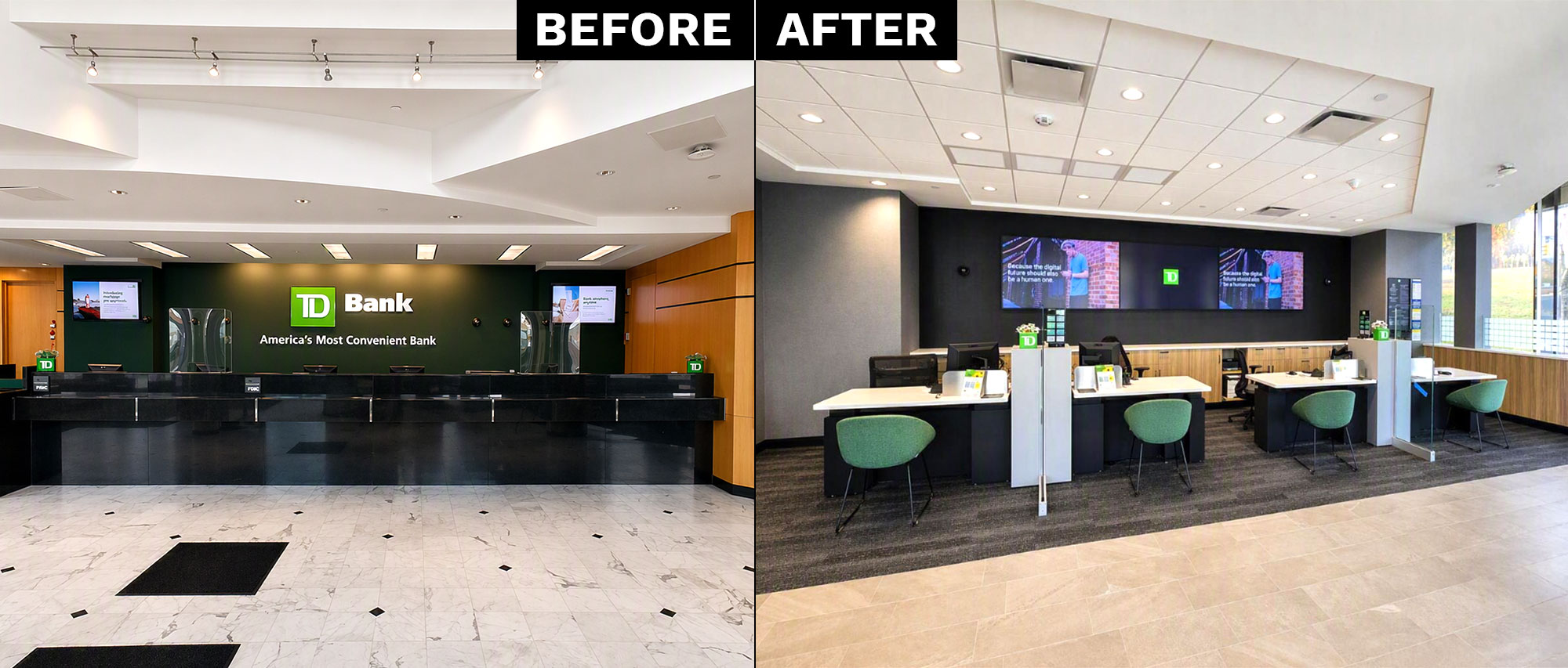 TD Bank Astoria Ditmars before and after remodel
