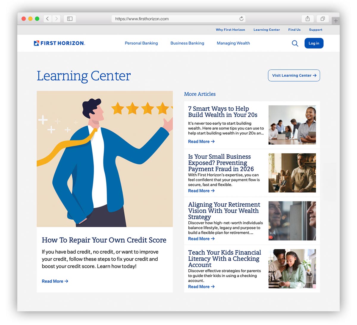 First Horizon Bank content website page