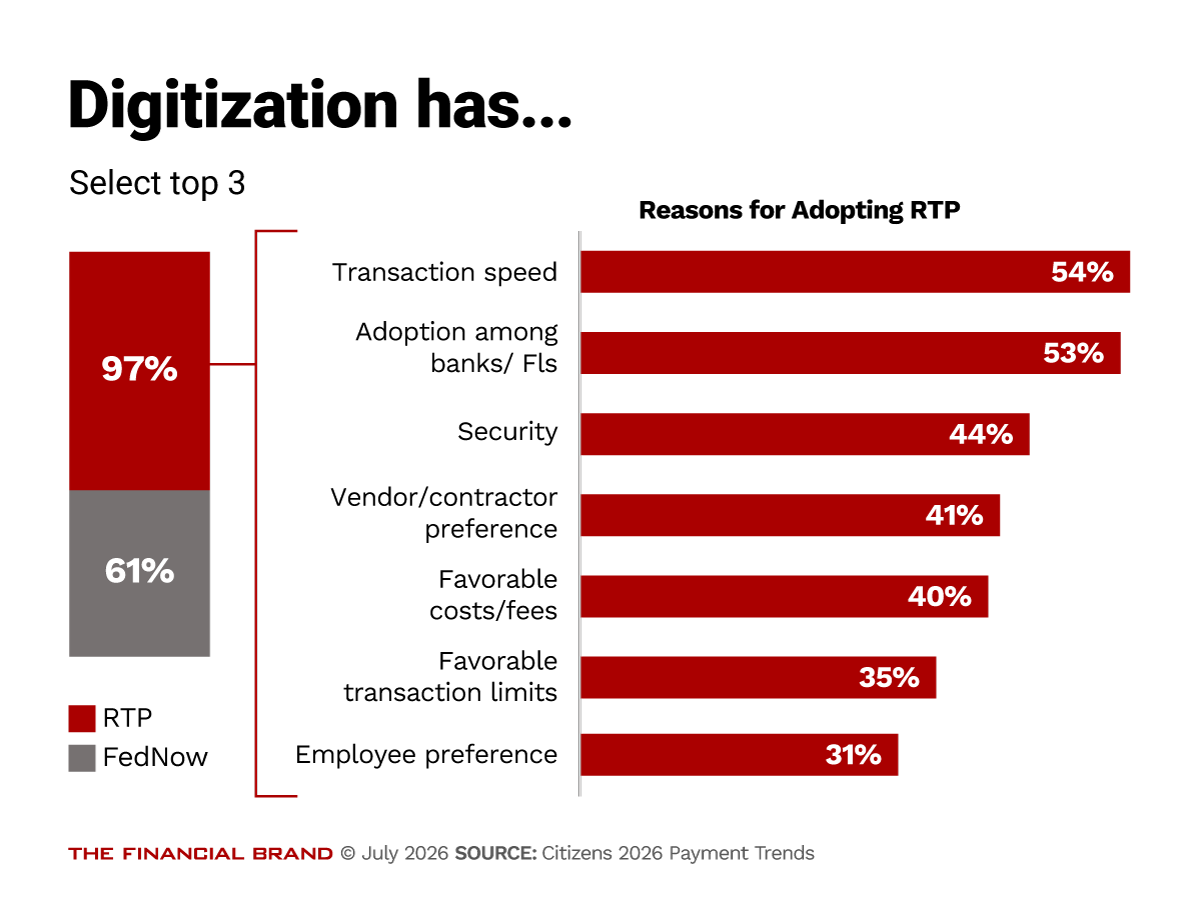 Chart showing which instant payment channel is your company using