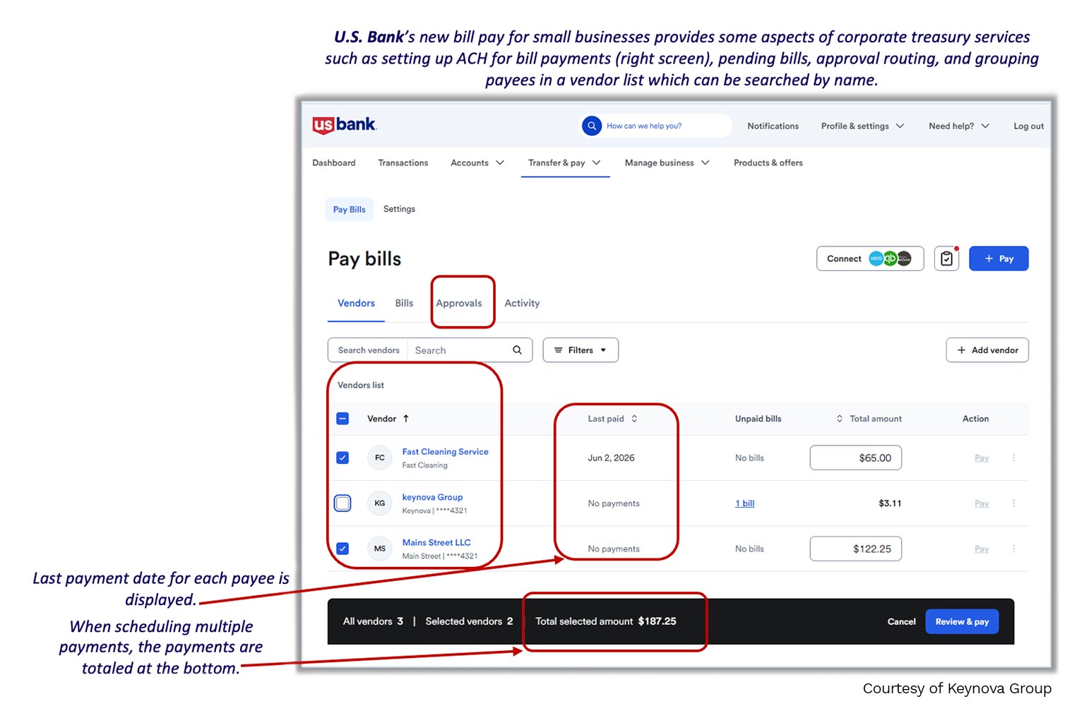 Keynova Small Business US Bank Bill Payment